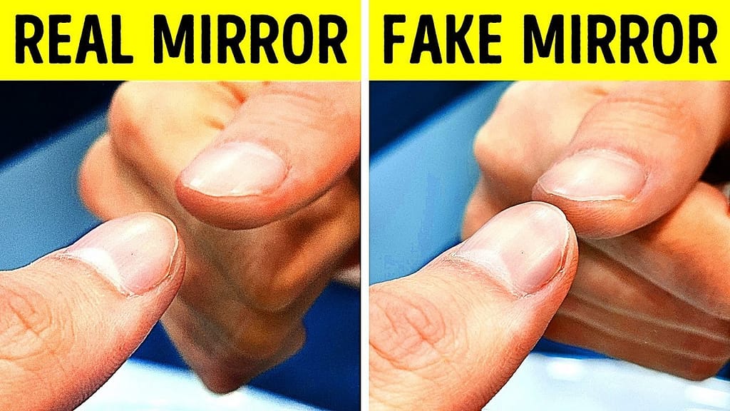 Examine the mirrors for any hidden cameras.